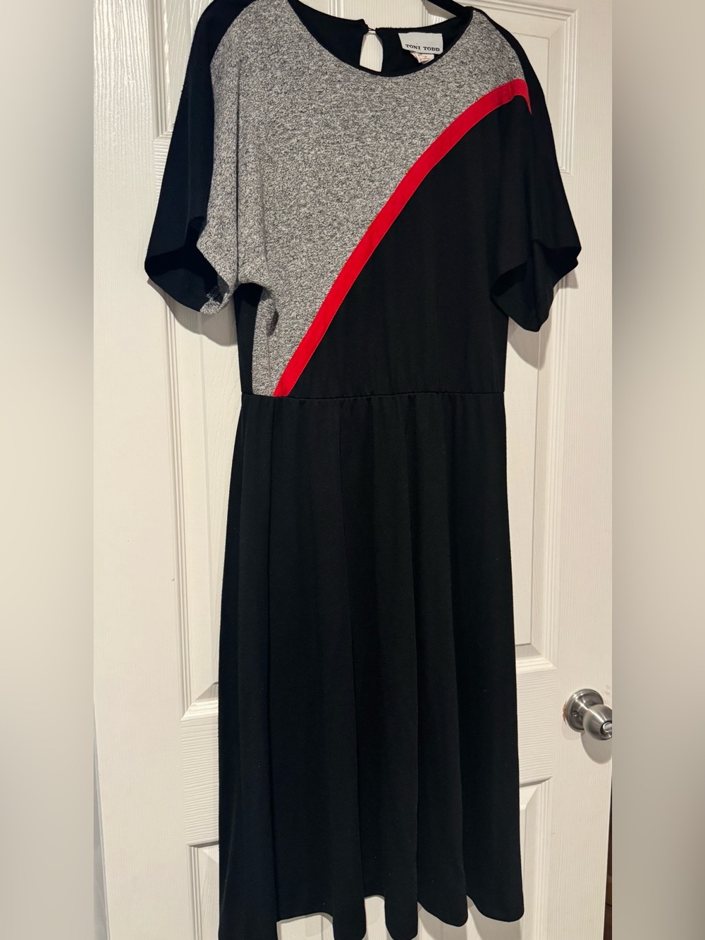 Vintage Black, Gray & Red Colorblock Dress